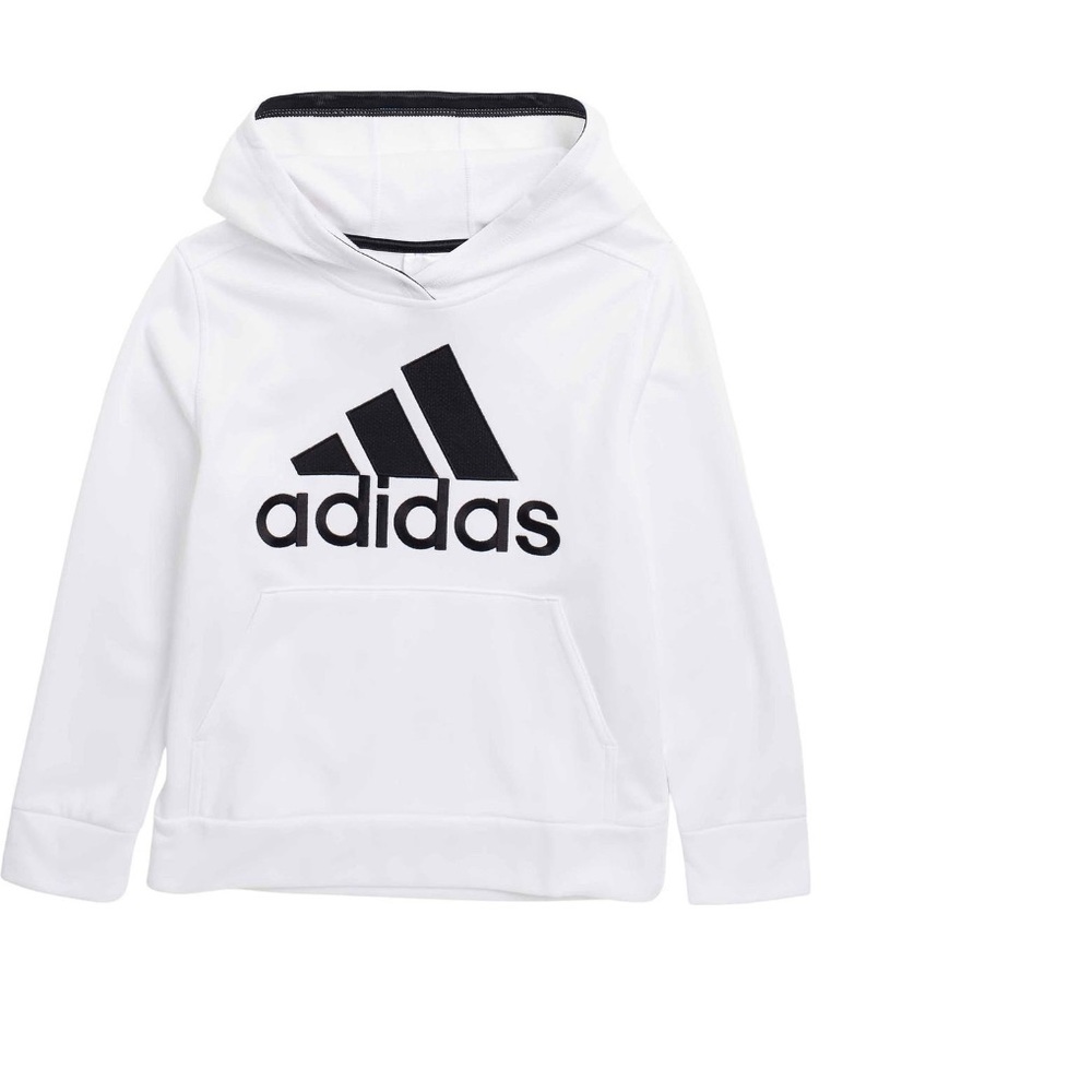 Boys Embroidered Logo Adidas White Hoodie - size M (10-12)
